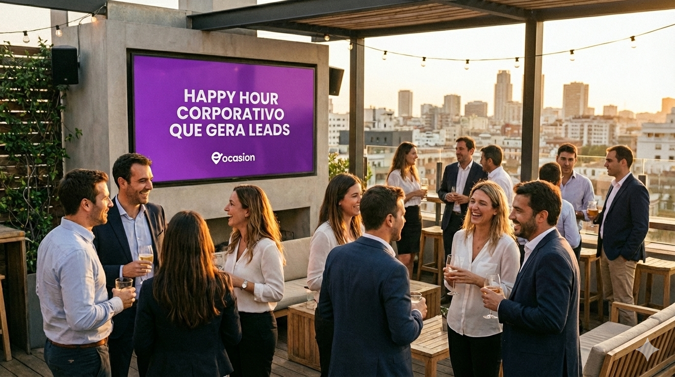 Happy hour corporativo que gera leads: como planejar sem virar festa vazia